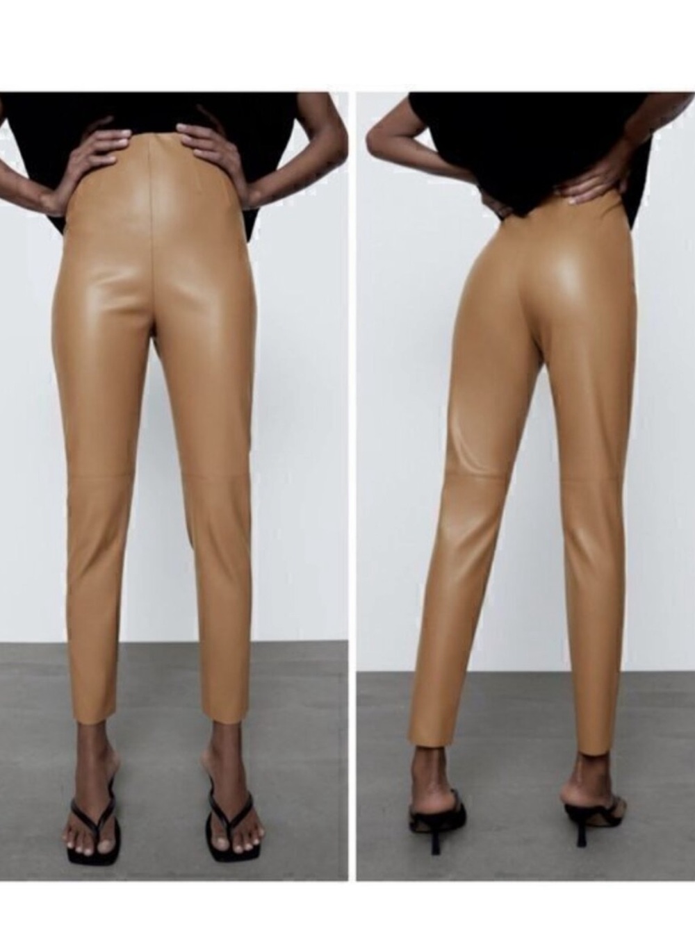 Zara High-Waisted Faux Leather Leggings Medium